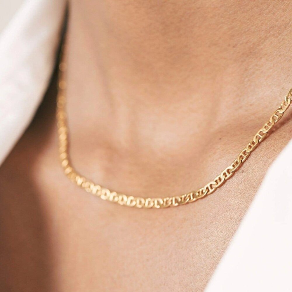 SHOPDELAGOLD 14k Solid Gold Mariner Chain Necklace